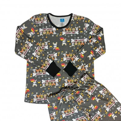 Pijama Glow Adopt me gris ni&ntilde;a manga larga